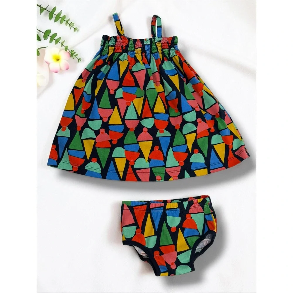 Hanna Andersson Ice Cream Print Organic Cotton Dress Set Size 85cm 2T